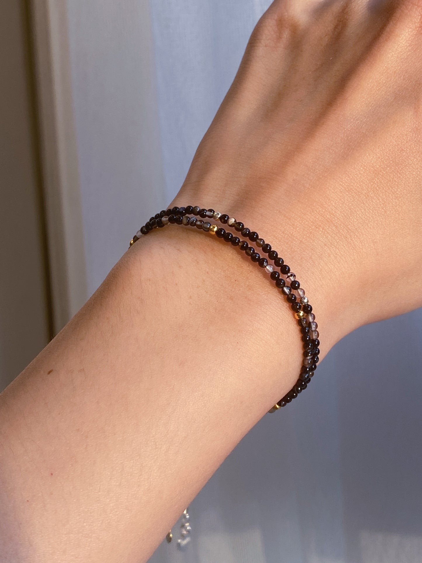Care Band Black Sakura Agate Bracelet