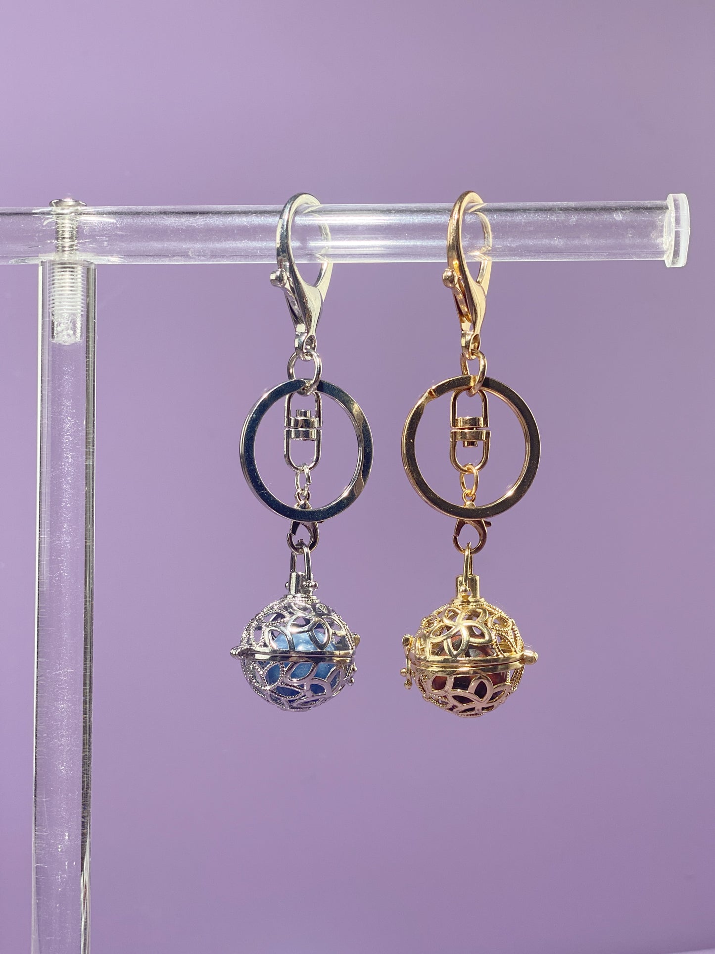 Round Flora Locket Bag Charm and Necklace