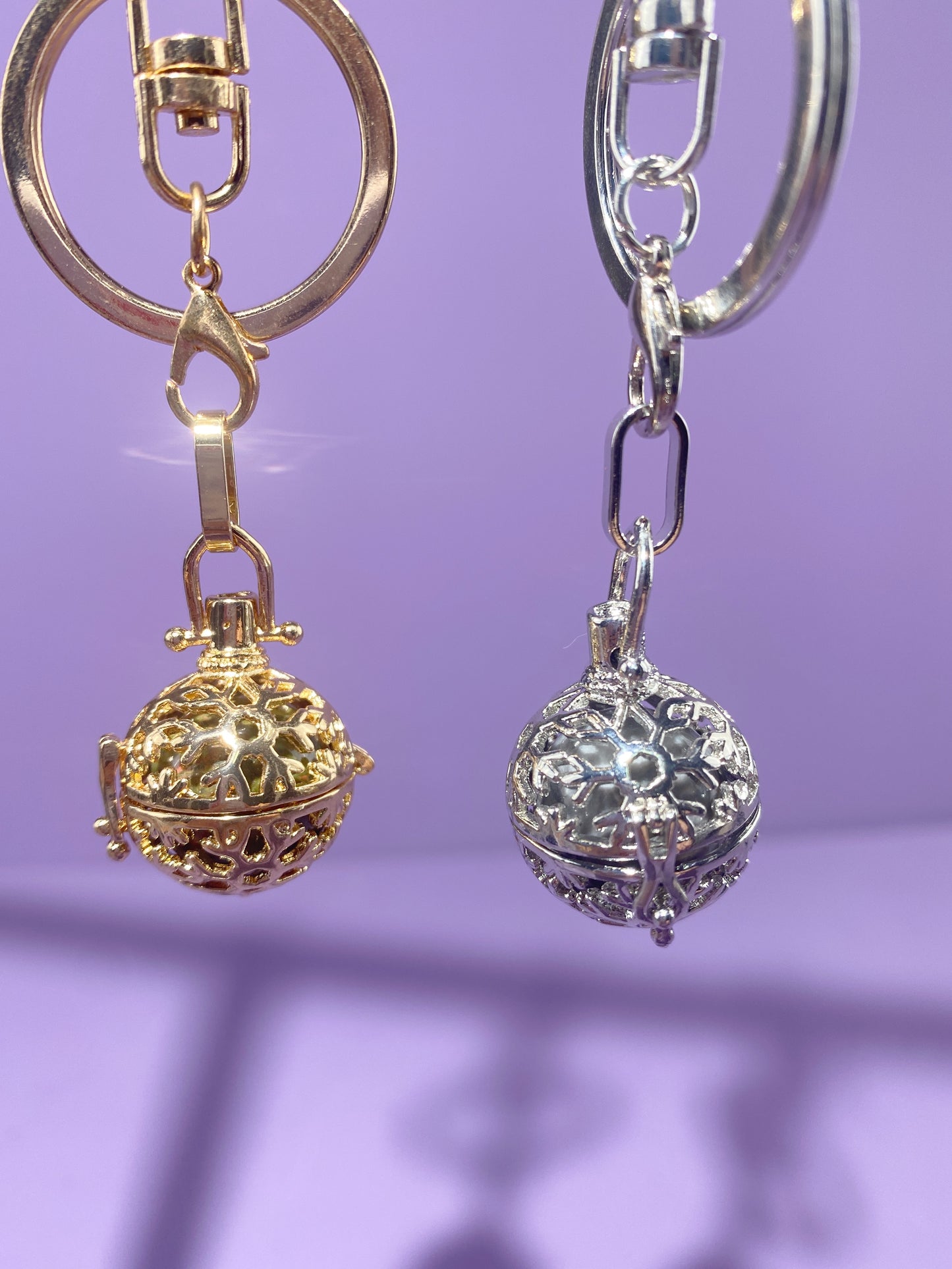 Round Snowflake Locket Bag Charm and Necklace