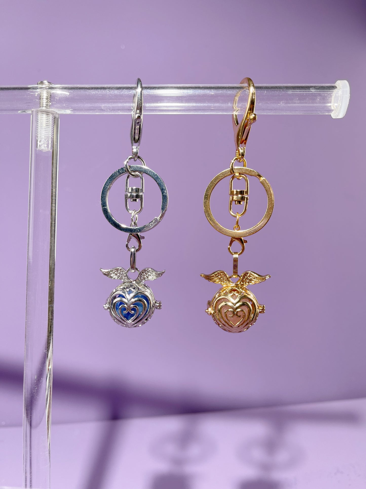 Heart Wing Locket Bag Charm and Necklace