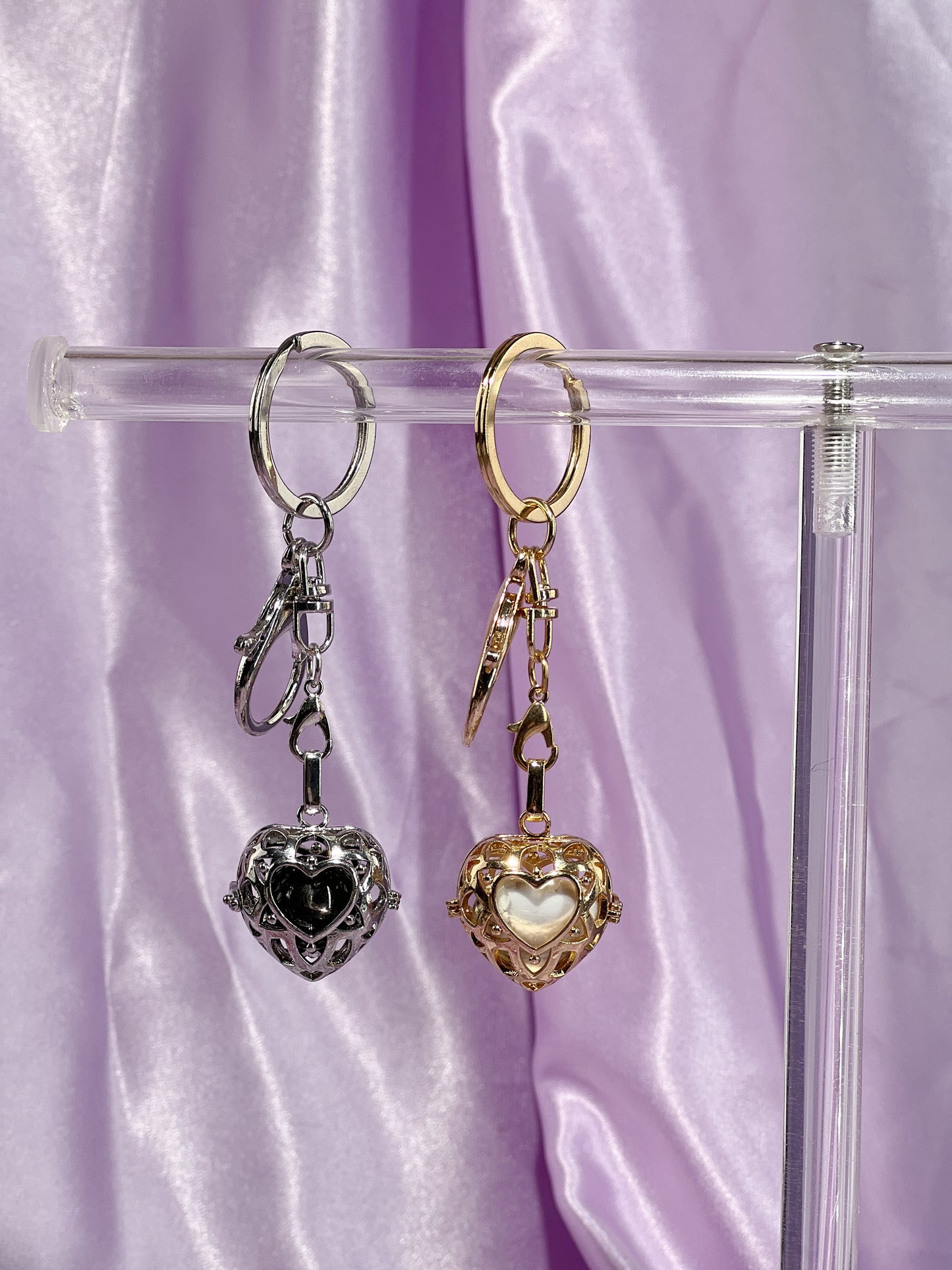 Open Heart Locket Bag Charm and Necklace