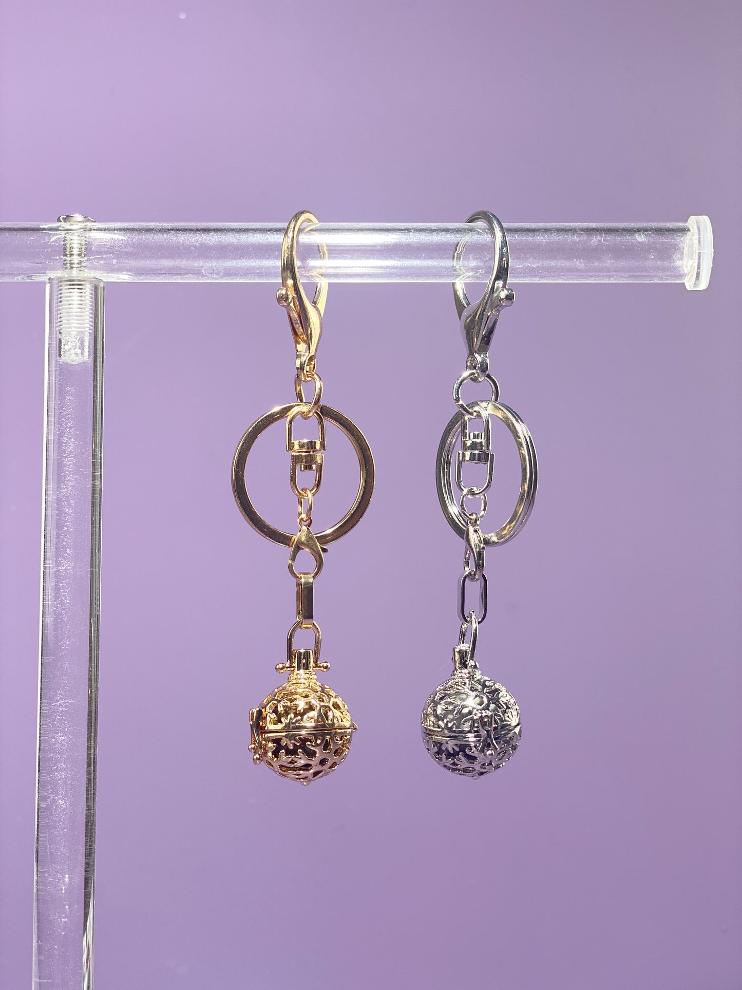 Round Snowflake Locket Bag Charm and Necklace