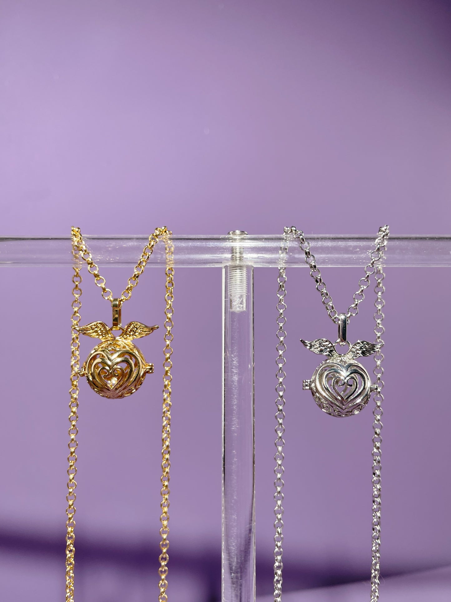 Heart Wing Locket Bag Charm and Necklace