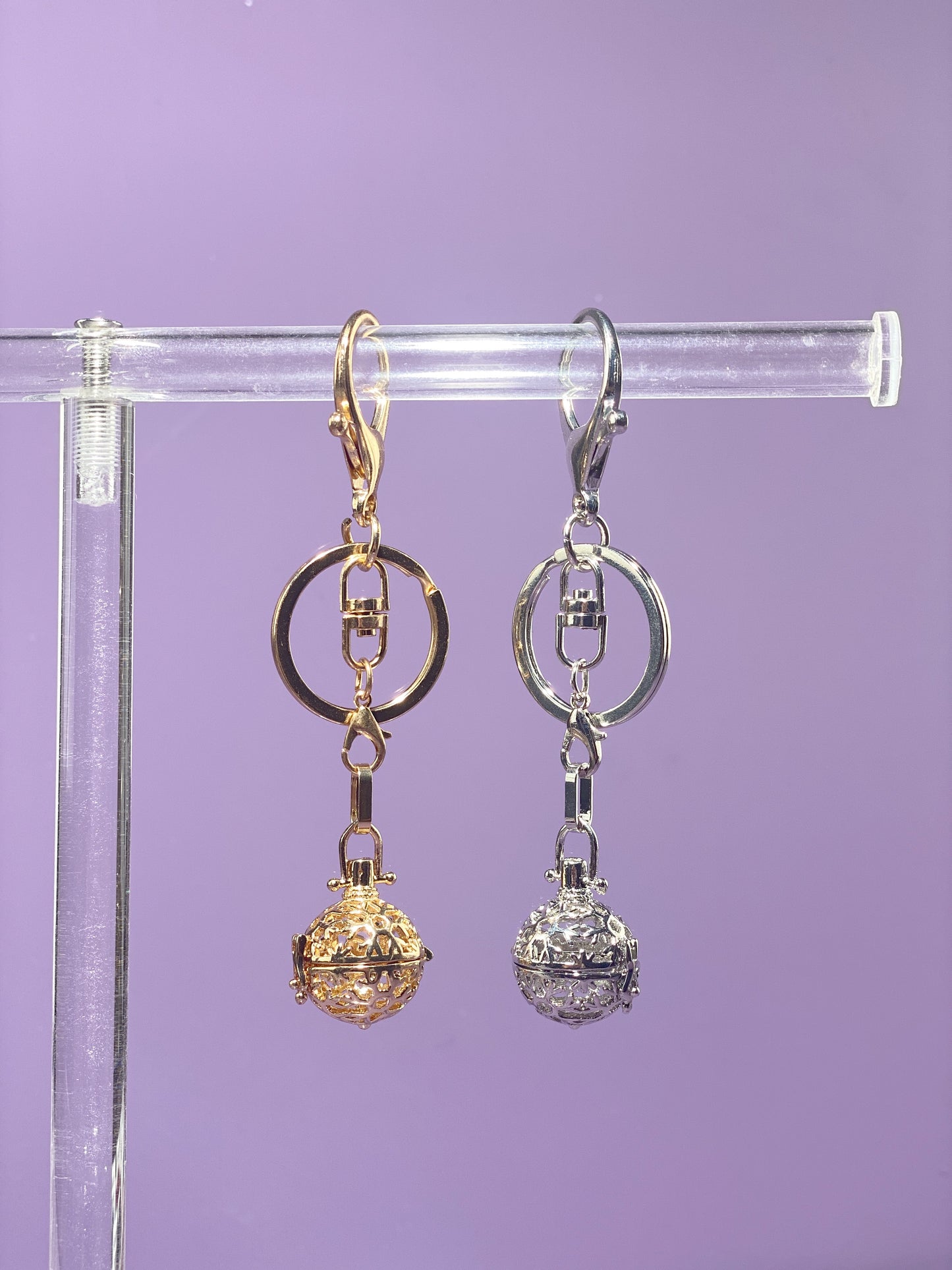Round Snowflake Locket Bag Charm and Necklace
