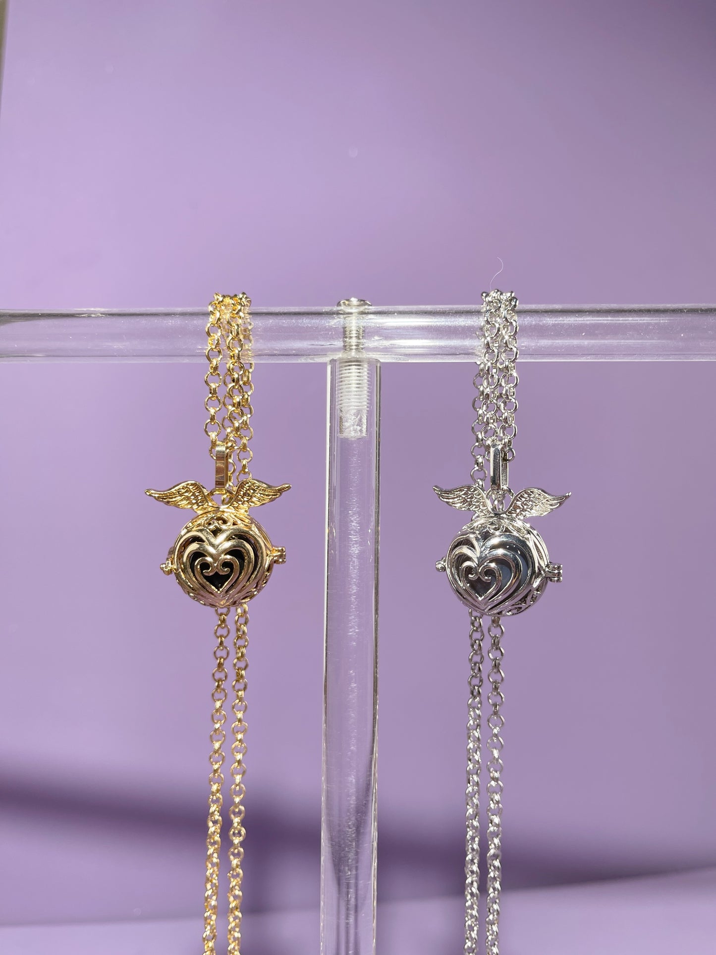 Heart Wing Locket Bag Charm and Necklace
