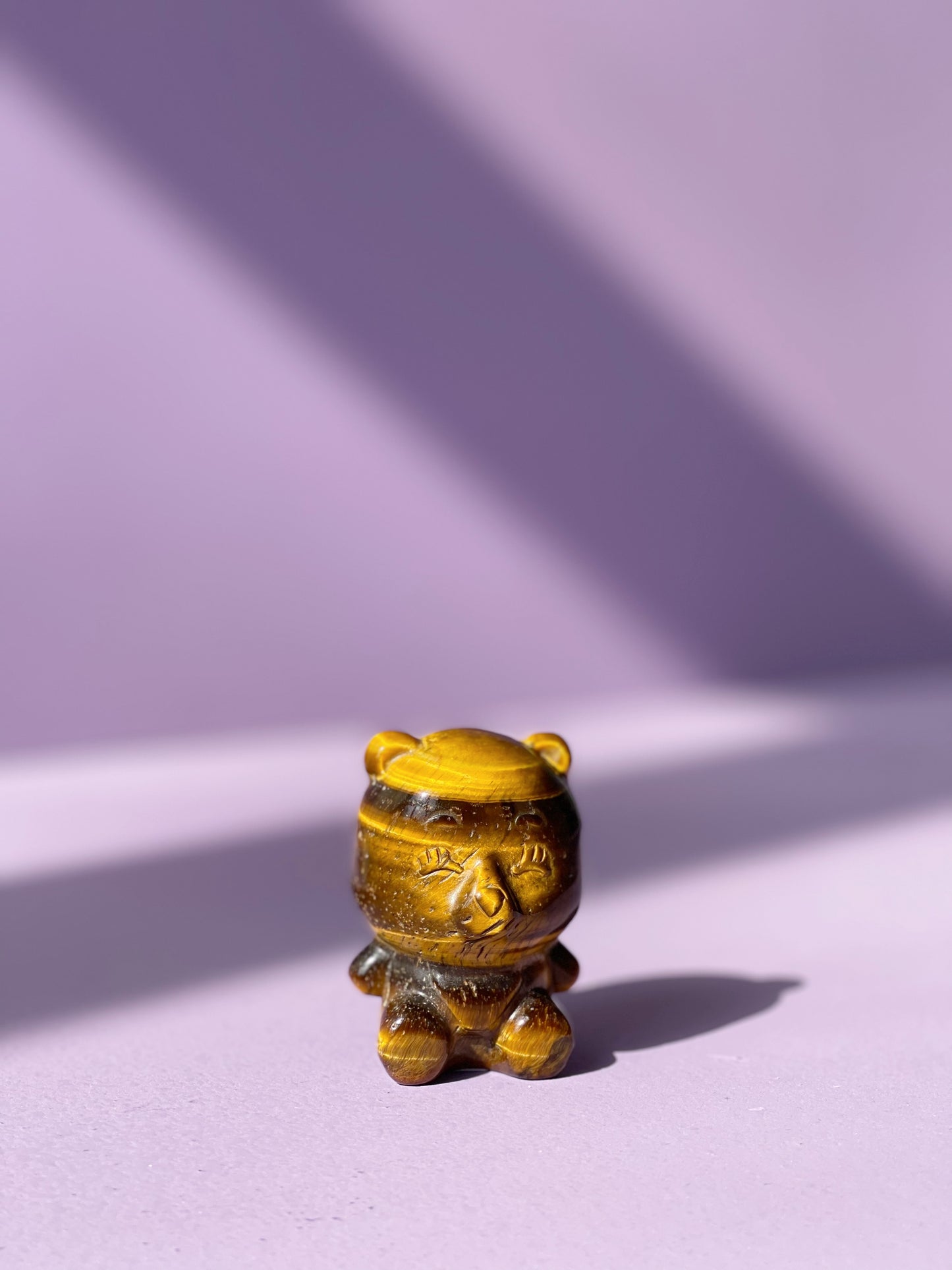 Golden Tiger's Eye Sitting Clover Bear