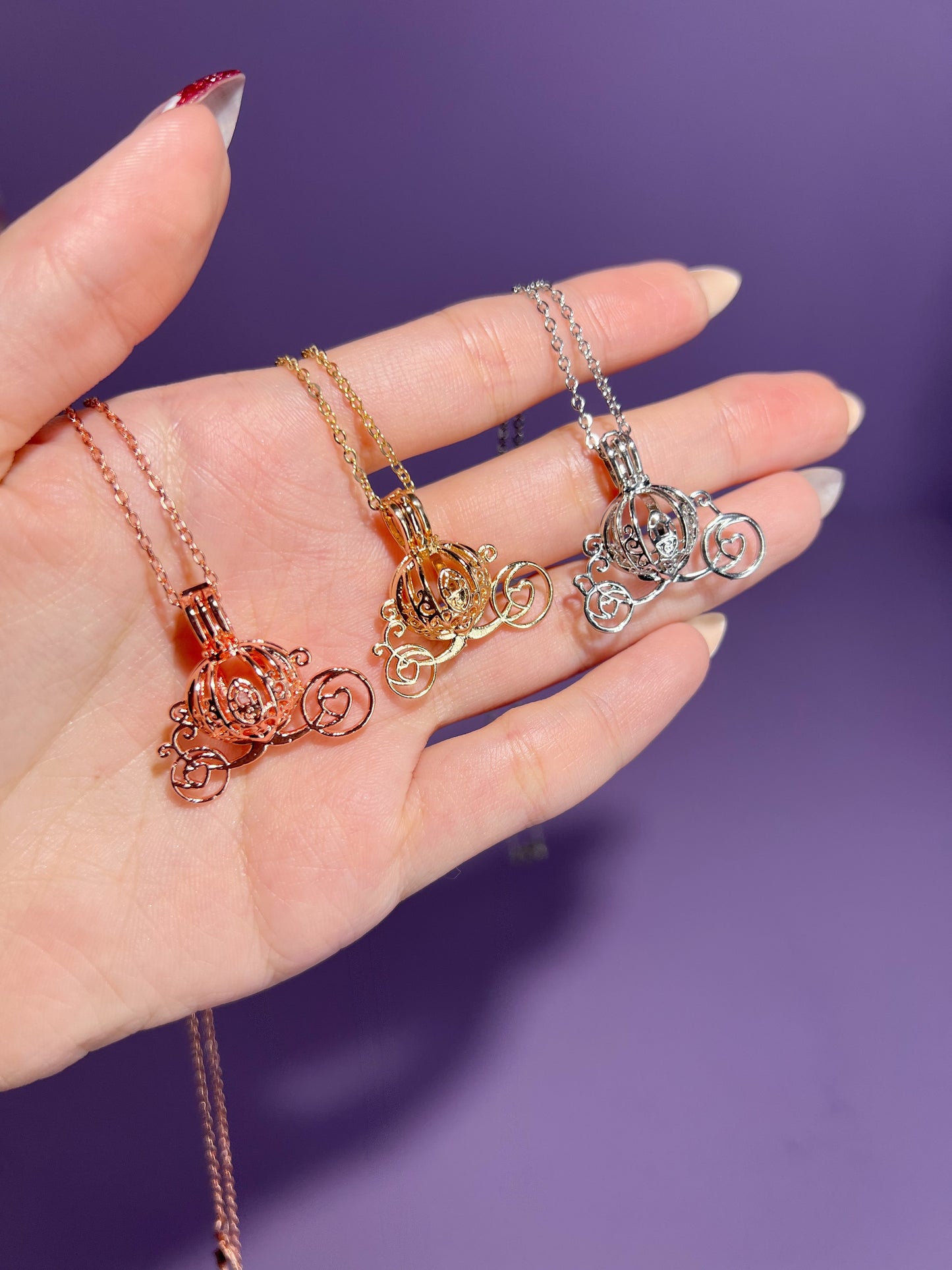 Mini Carriage Locket Bag Charm and Necklace (Fits only 8mm & below spheres)