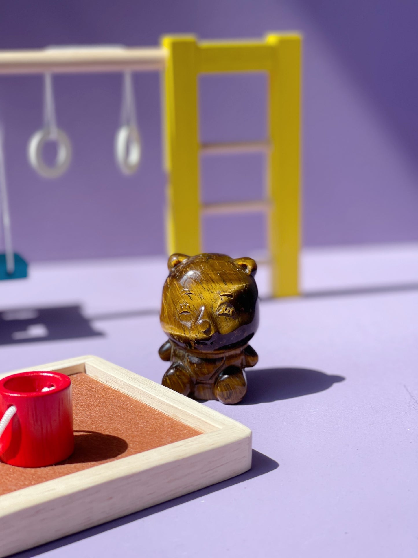 Golden Tiger's Eye Sitting Clover Bear