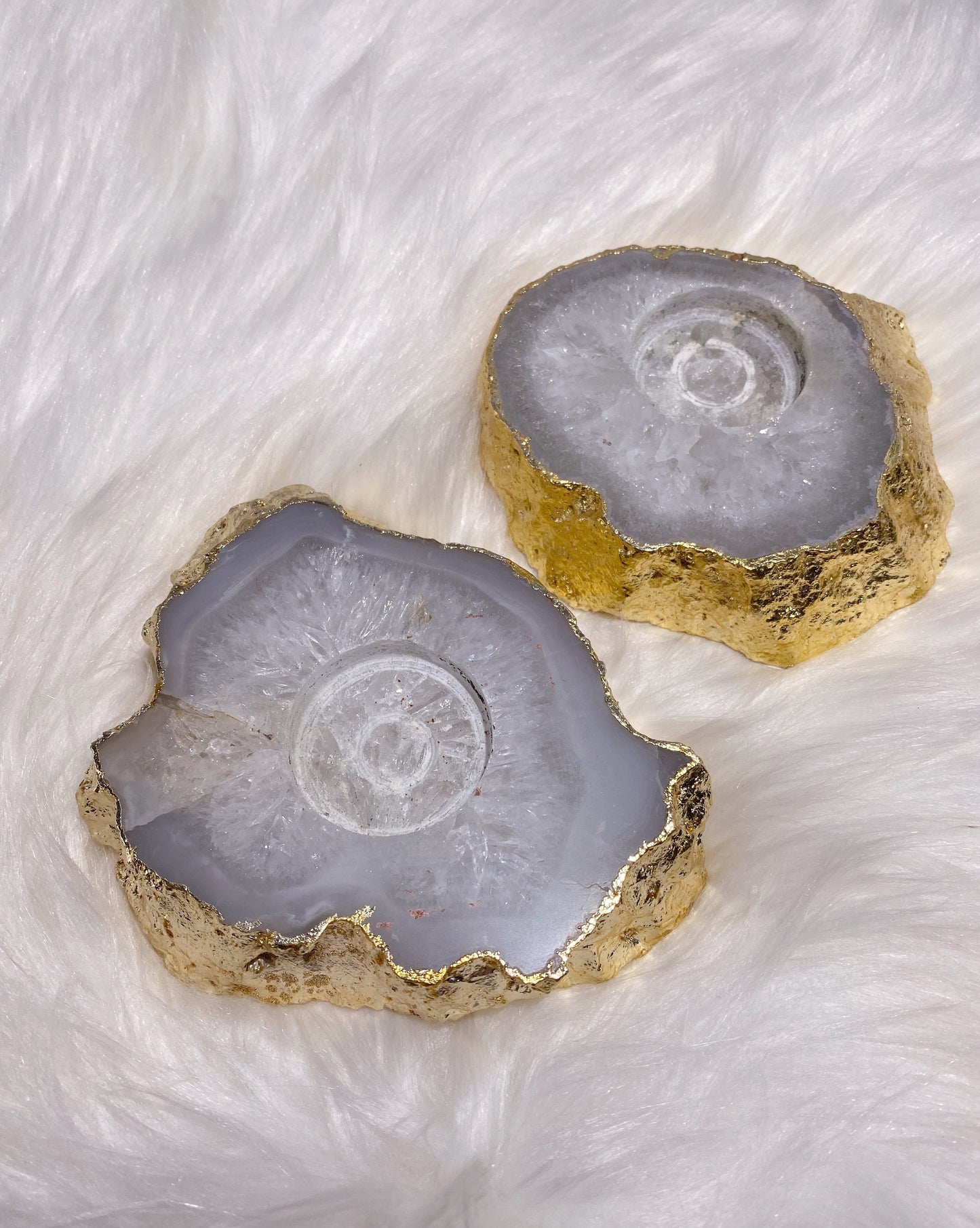 Agate Sphere Stand/ Candle Holder - Caring Crystals