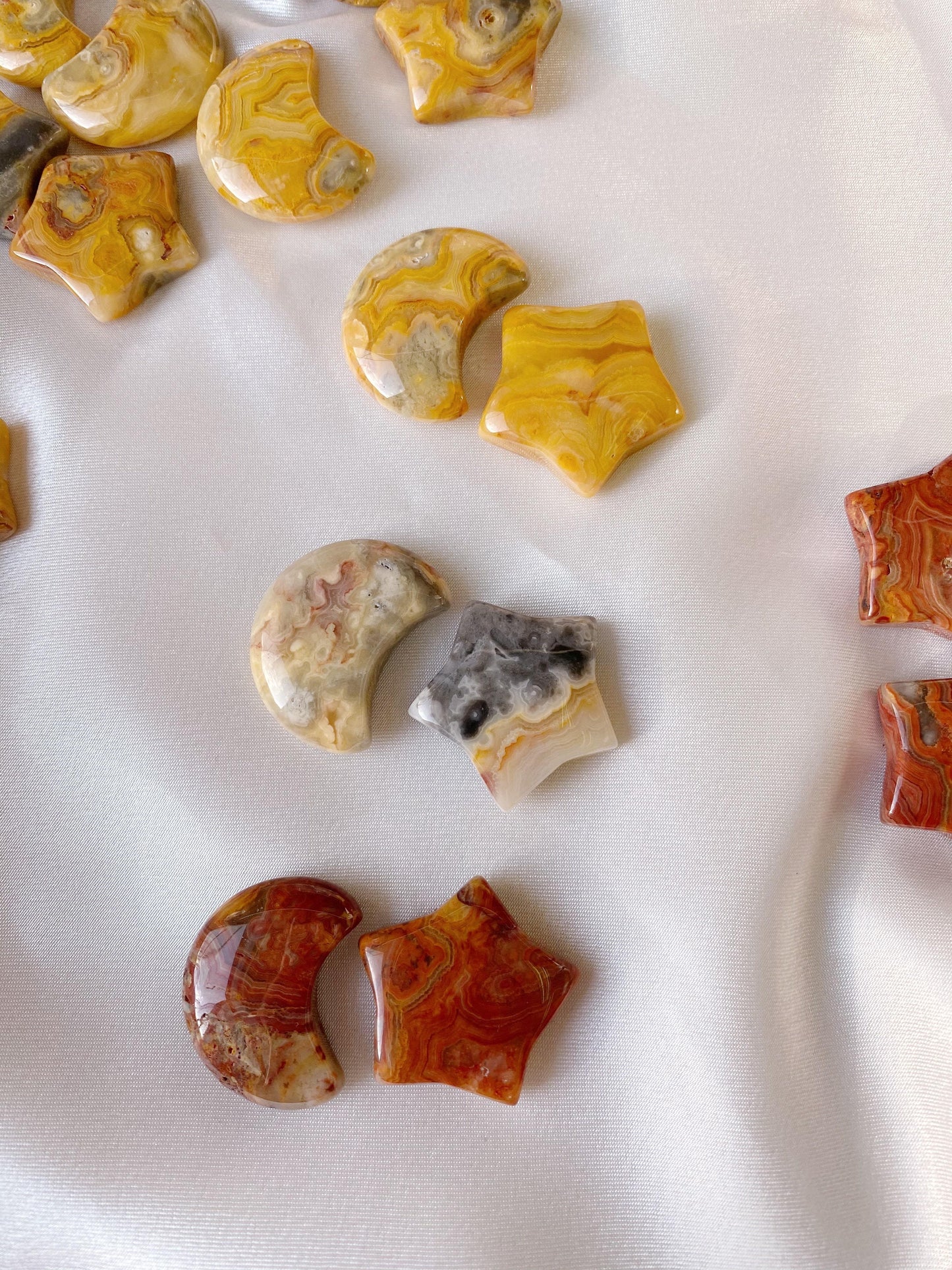 Crazy Lace Agate Star and Moon - Caring Crystals