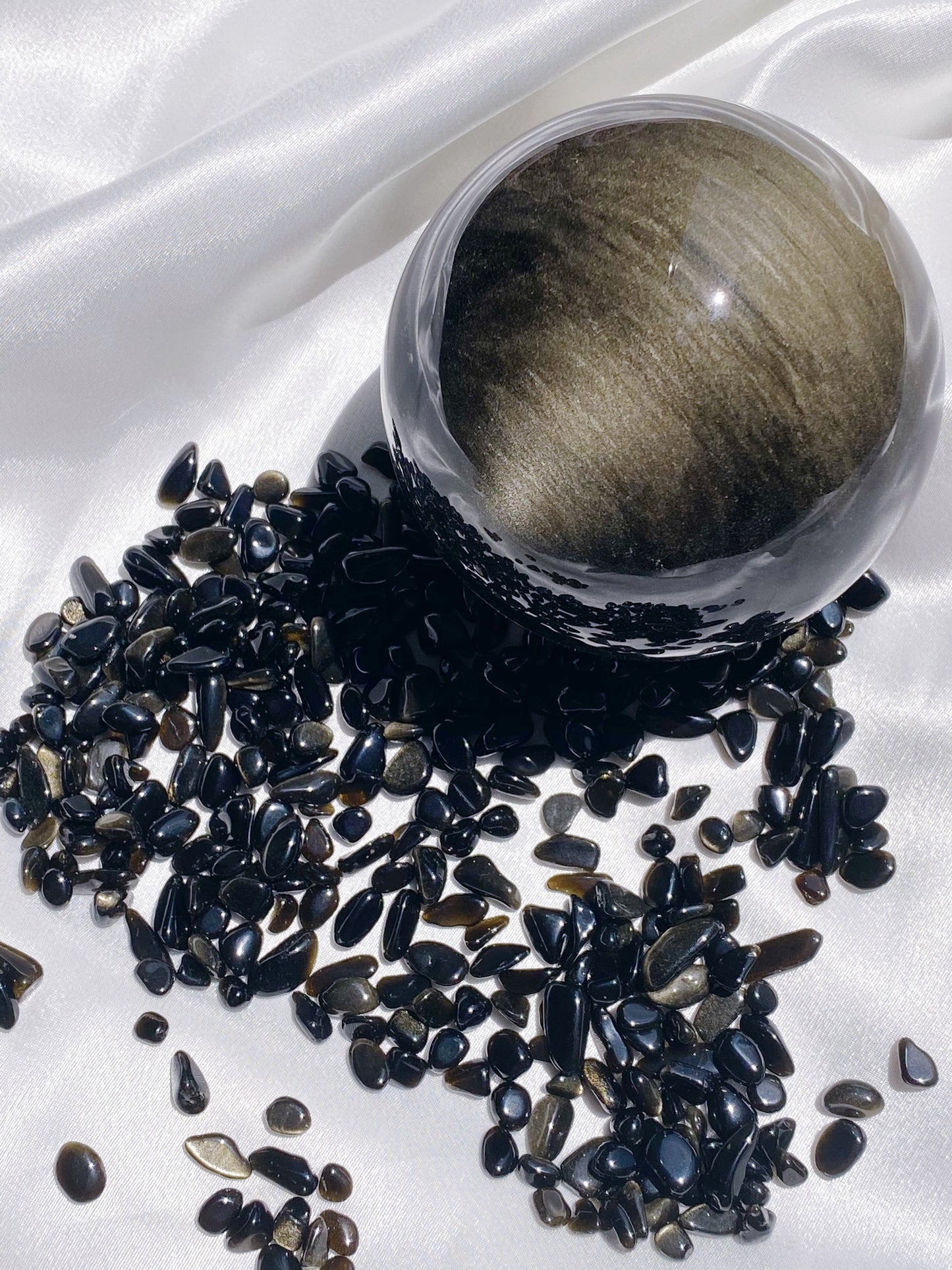 Gold Sheen Obsidian Chips - Caring Crystals