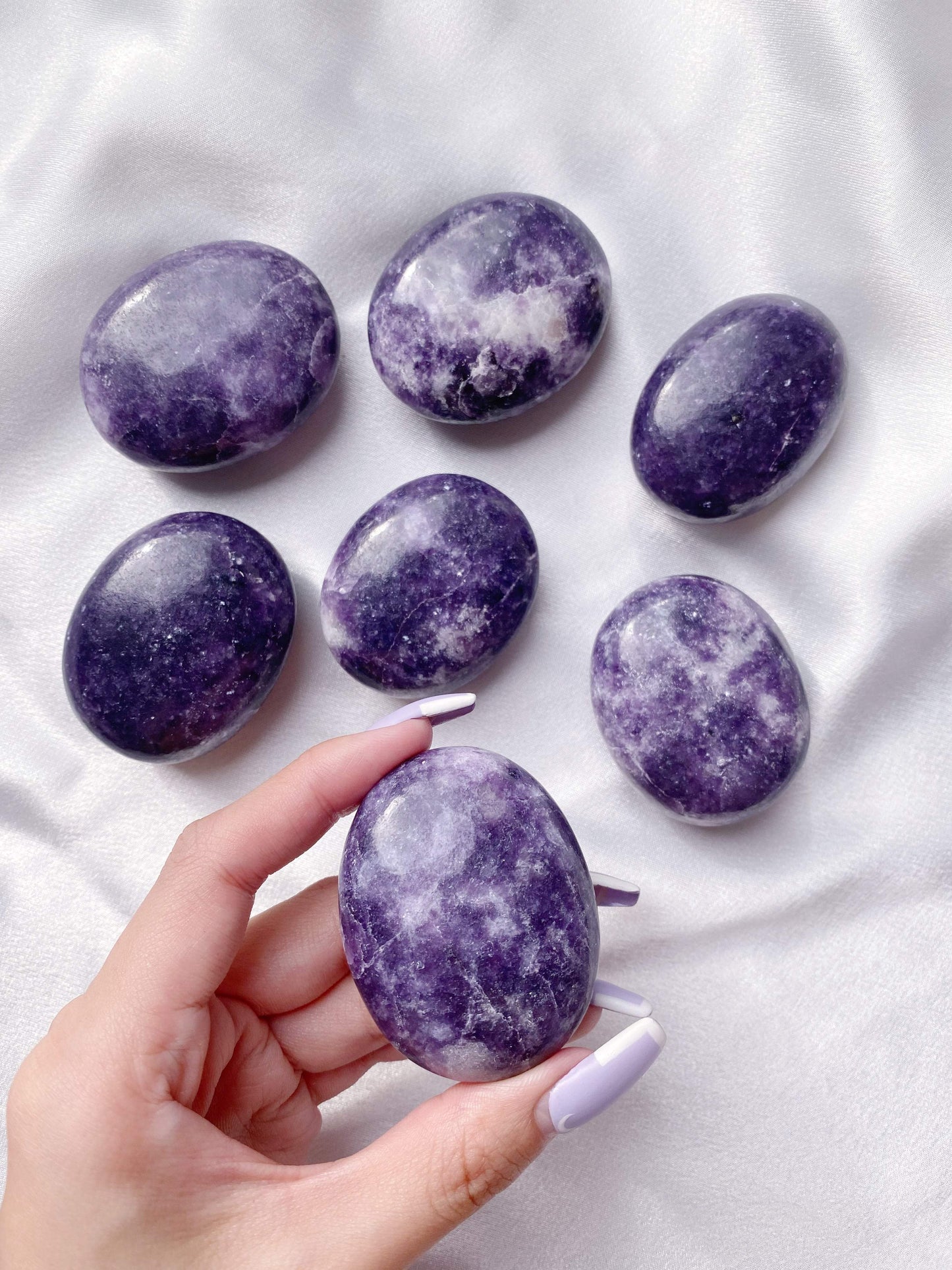 Lepidolite Palm Stone - Caring Crystals