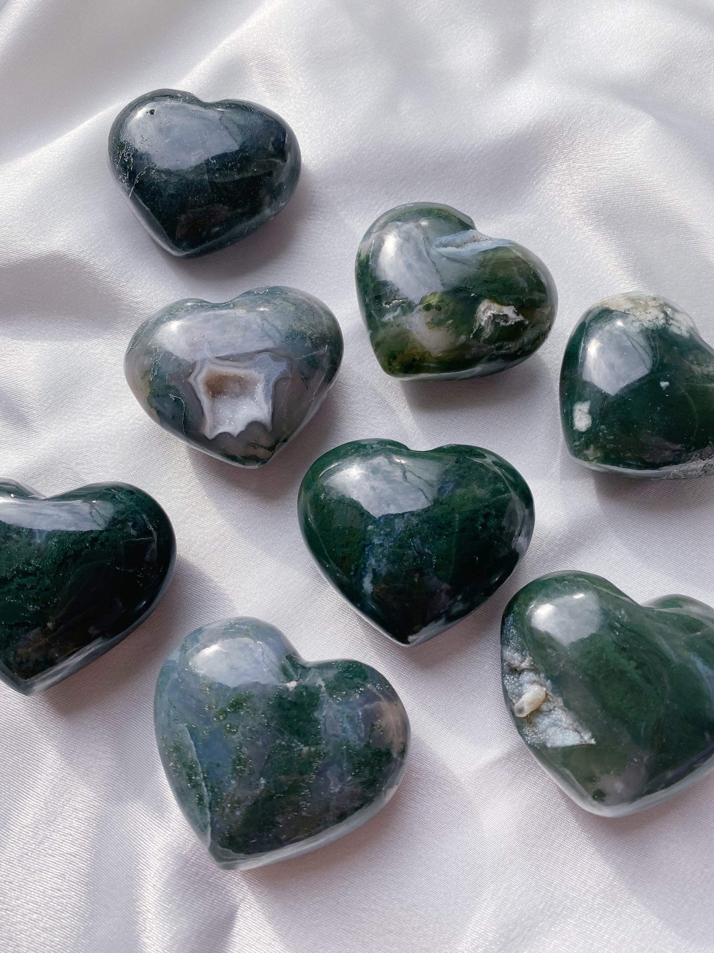 Moss Agate Heart - Caring Crystals