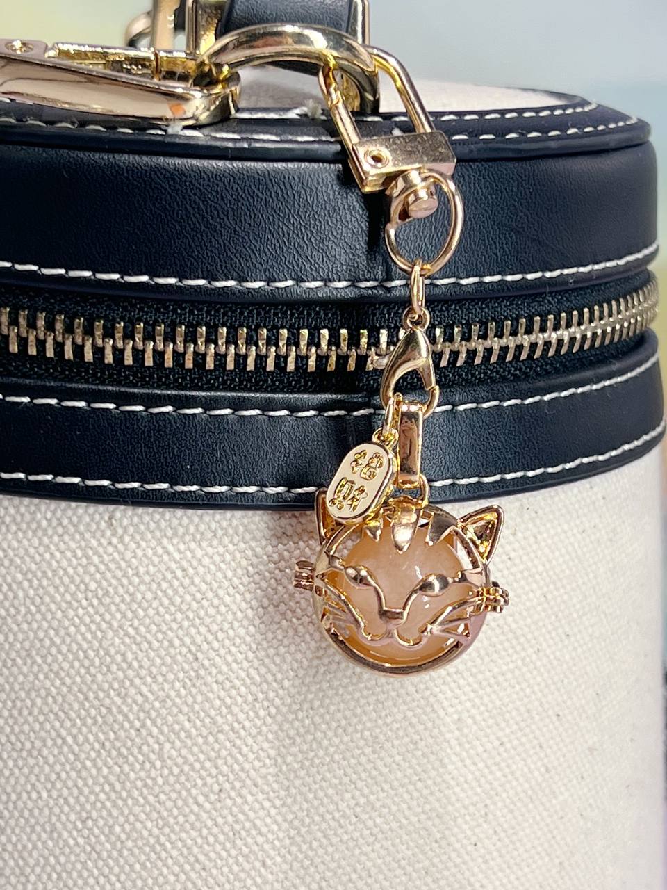 Fortune Cat Locket w Zhao Cai Charm