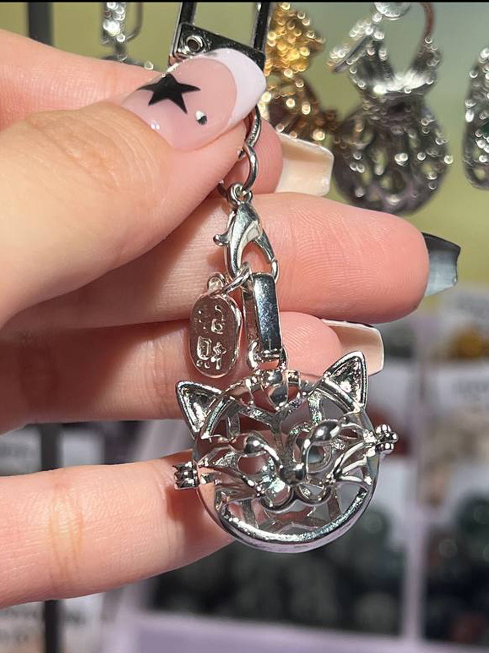 Fortune Cat Locket w Zhao Cai Charm