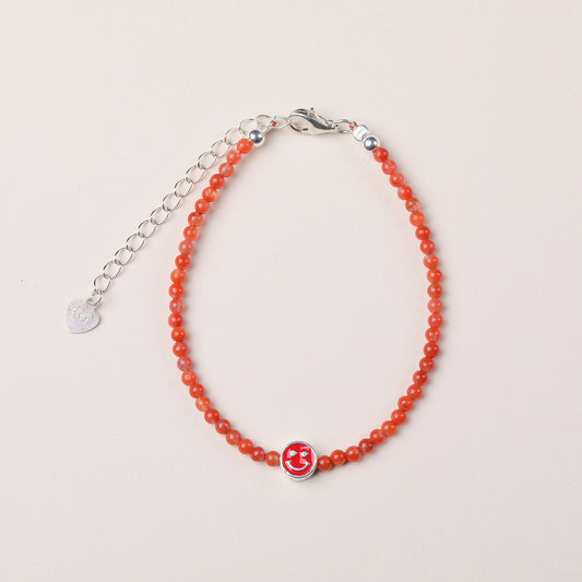 All Smiles Care Band Carnelian Round Bracelet