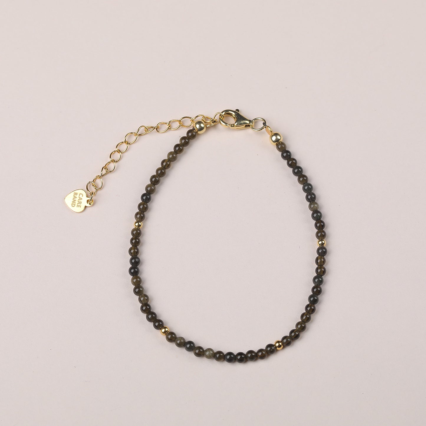 Care Band Gold Sheen Obsidian Round Bracelet