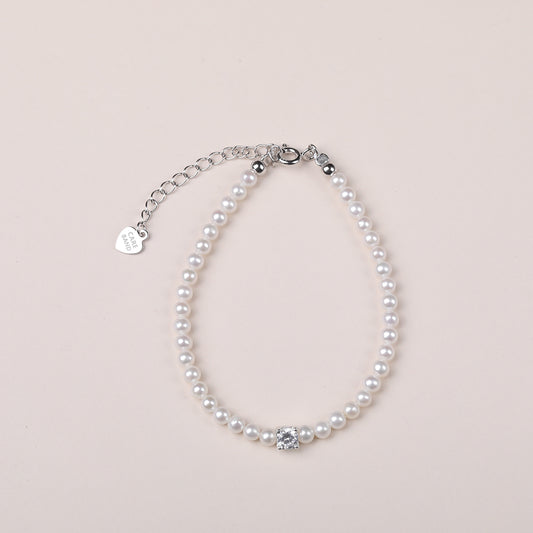 Care Band Freshwater Pearl with Cubic Zirconia Bracelet