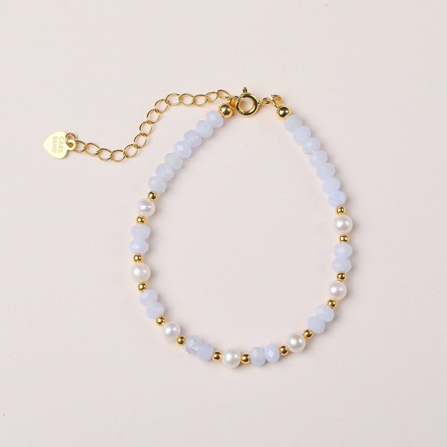 Pearly Blue Lace Agate Gold