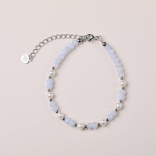 Pearly Blue Lace Agate Silver