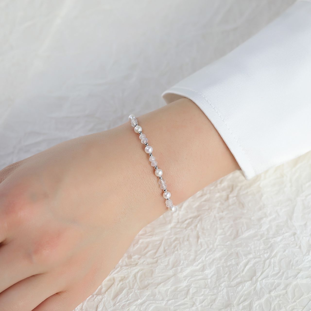 Pearly Care Band Moonstone Bracelet