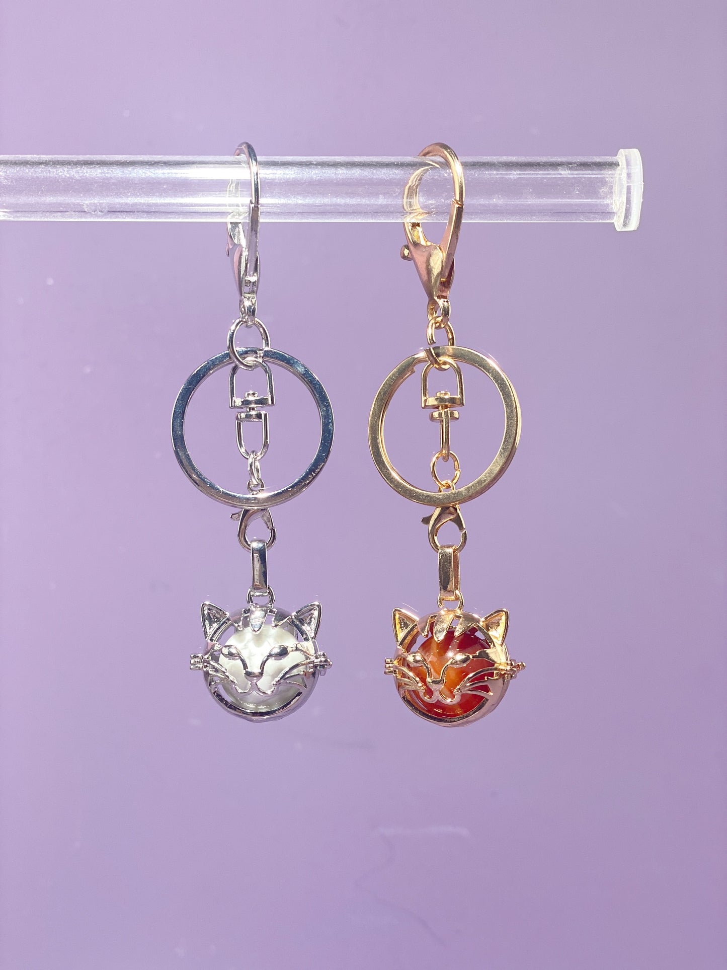 Cat Face Locket Bag Charm and Necklace