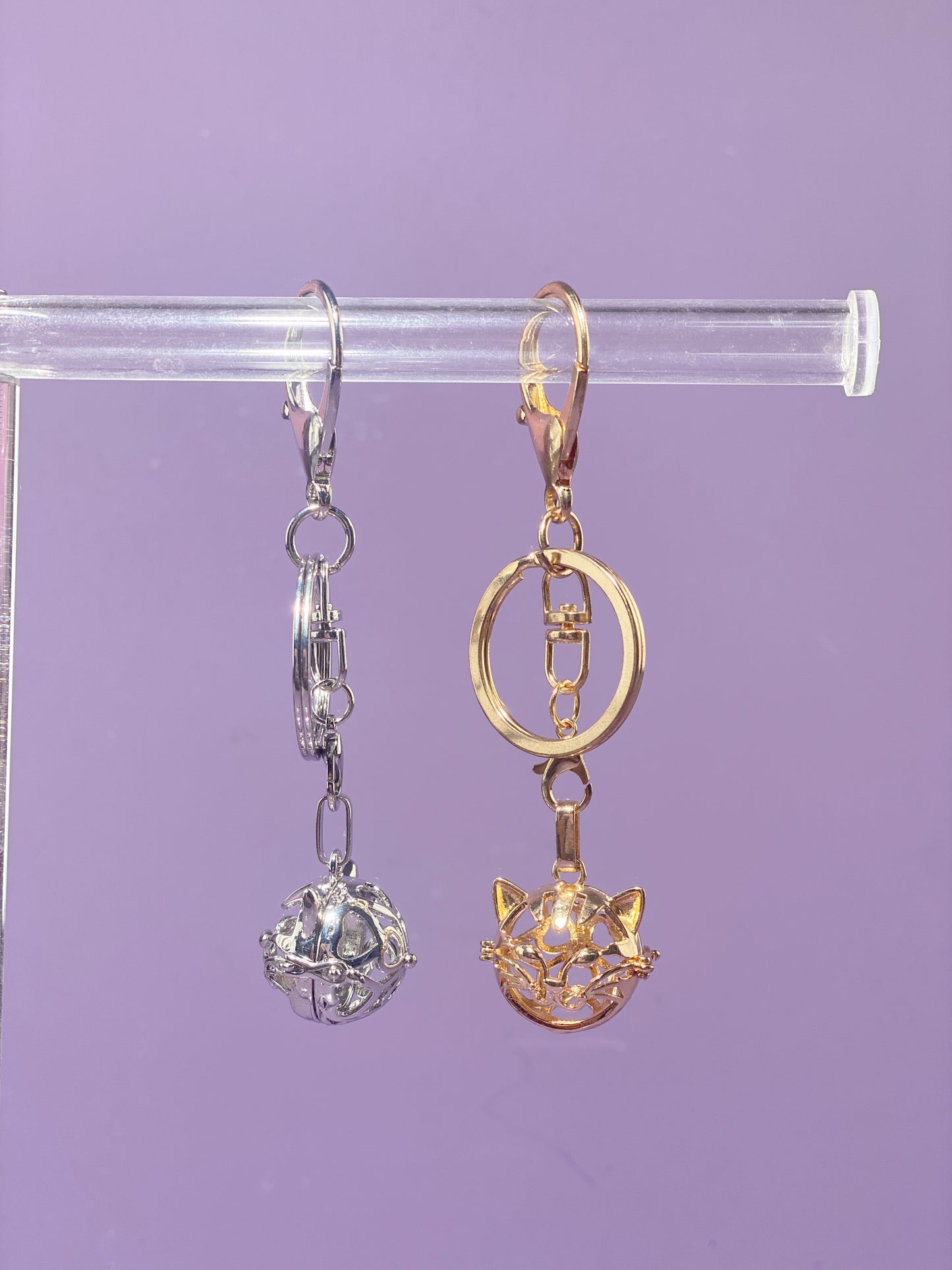 Cat Face Locket Bag Charm and Necklace