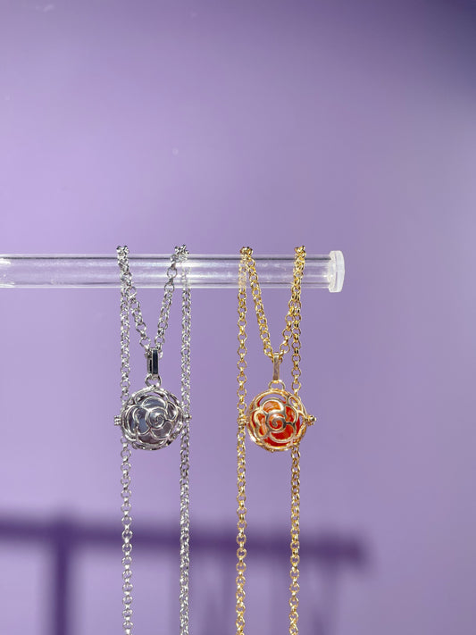 Rose Locket Bag Charm and Necklace