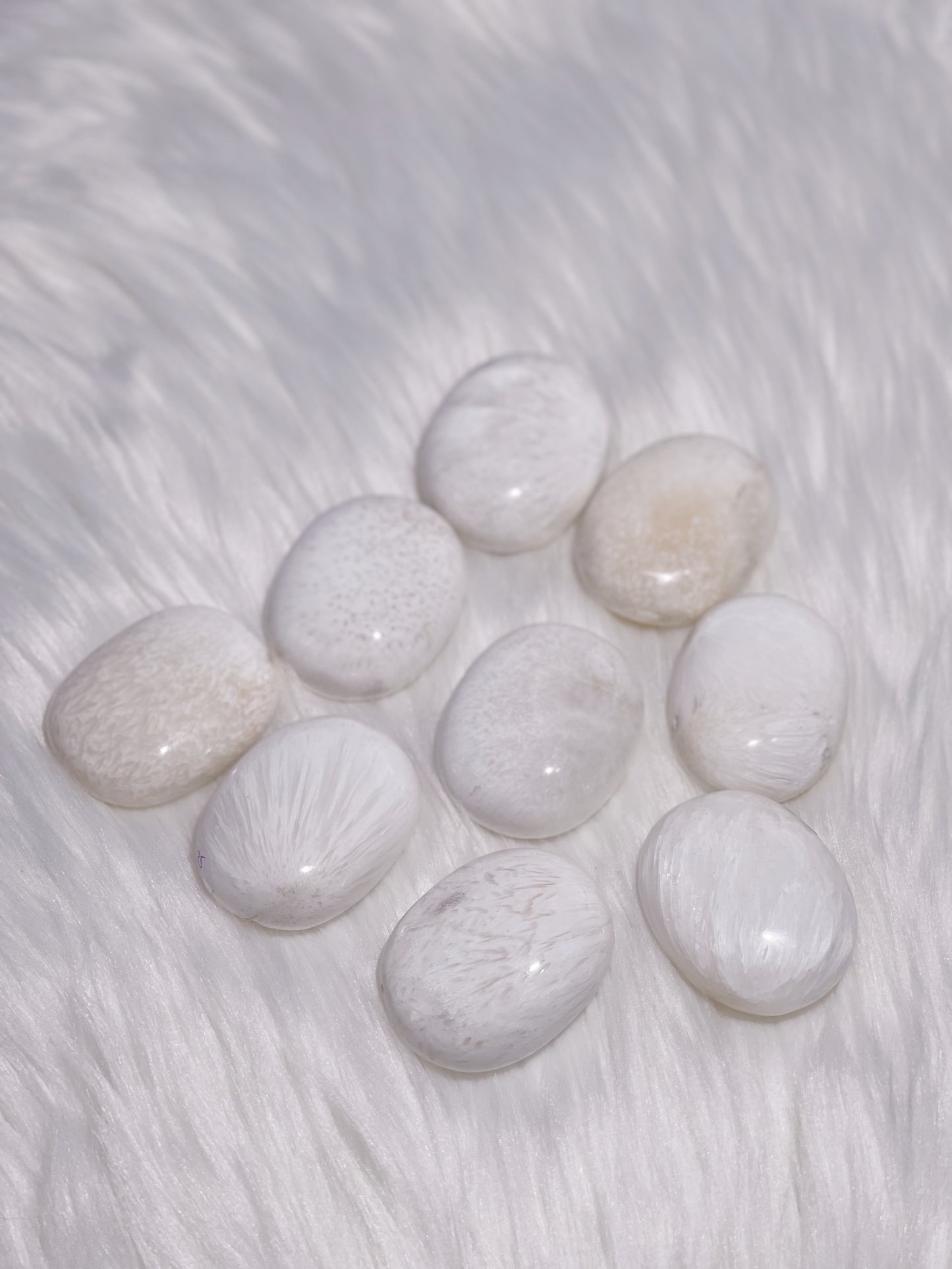 White Scolecite Palmstones