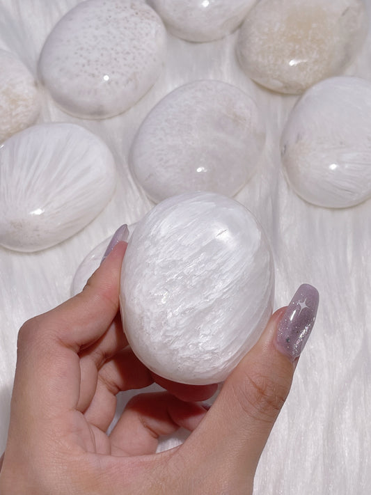 White Scolecite Palmstones