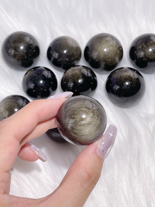 Gold Sheen Obsidian Small Spheres