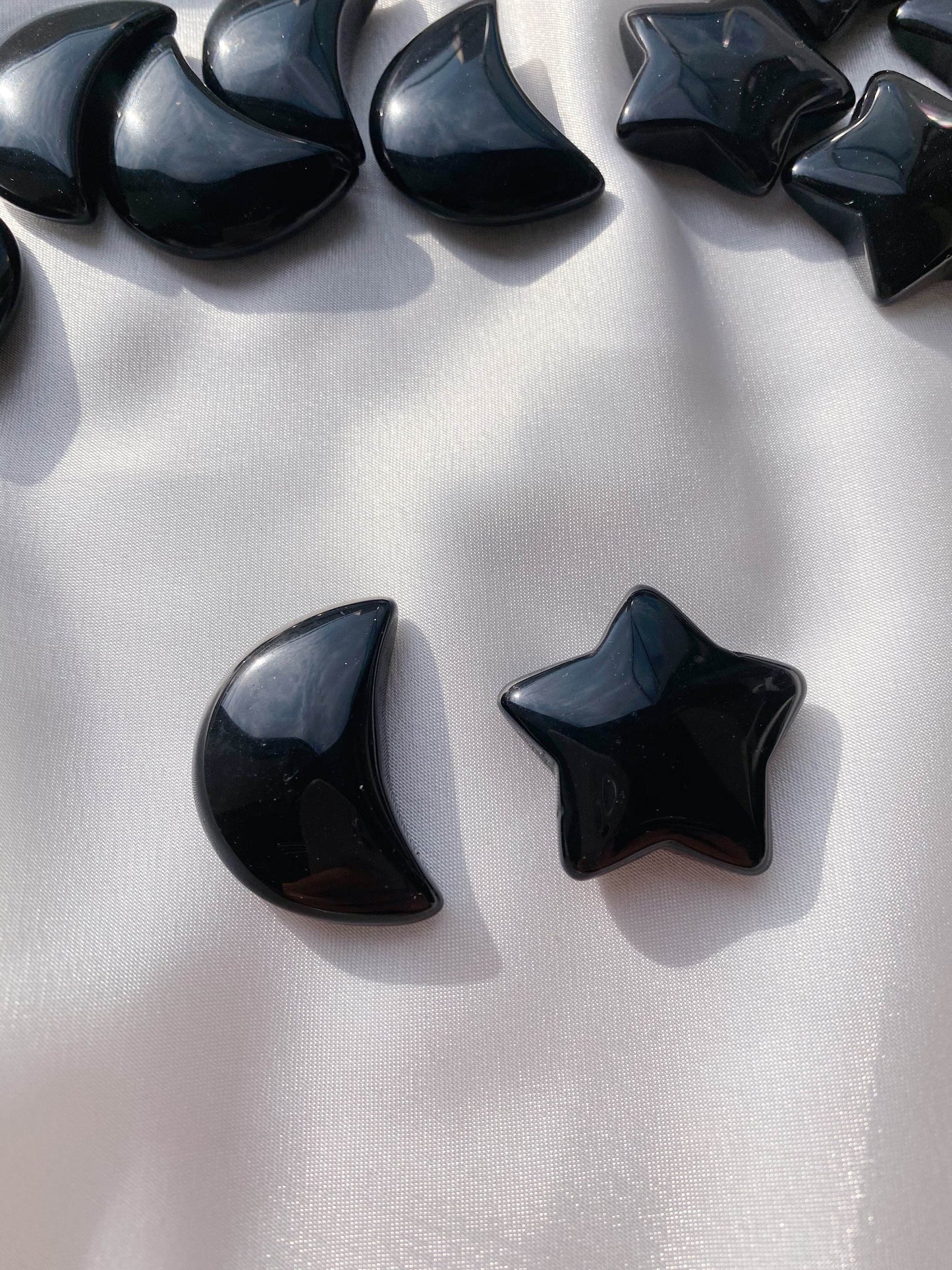 Black Obsidian Star and Moon - Caring Crystals