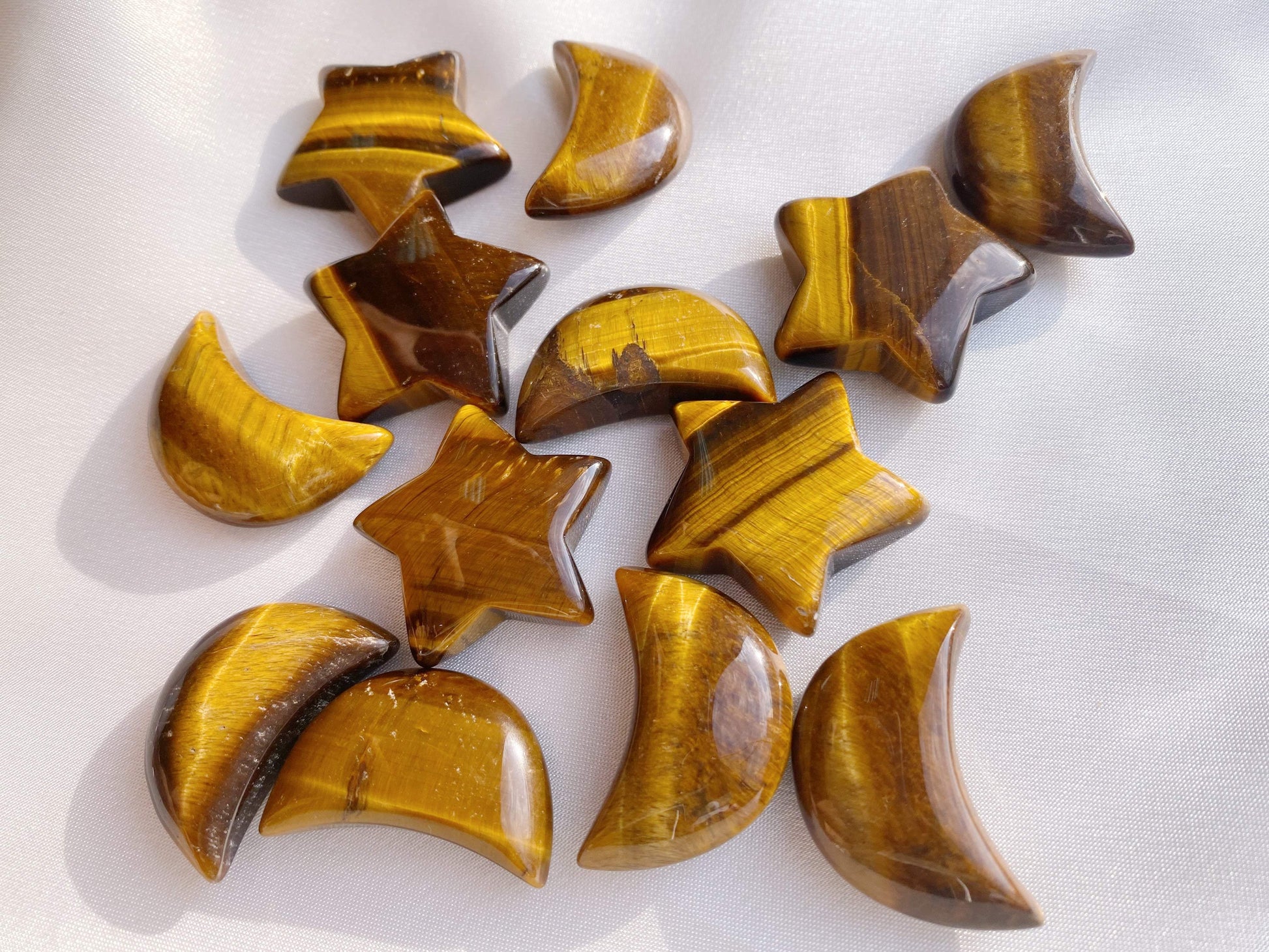 Golden Tiger Eye Star and Moon - Caring Crystals