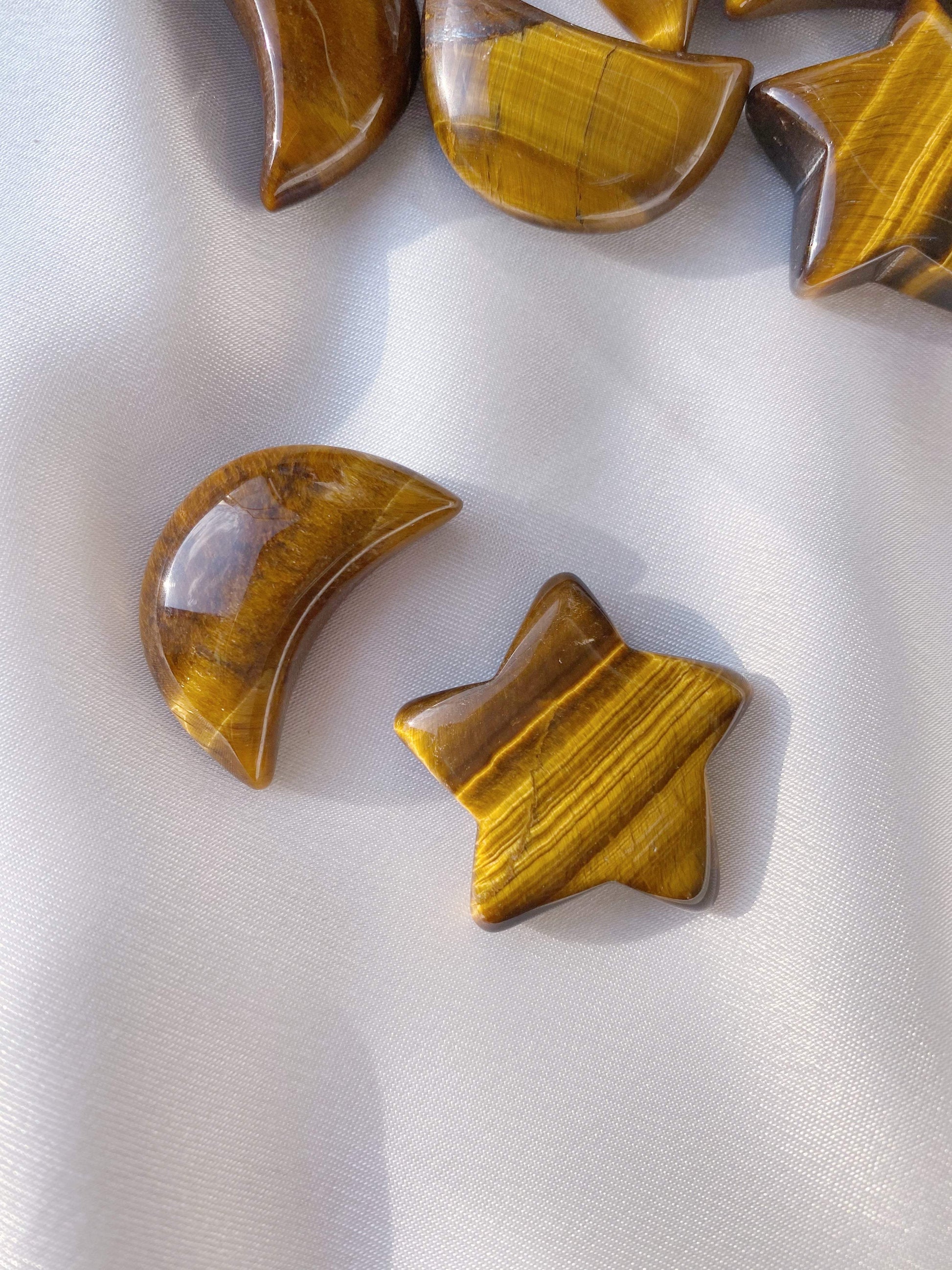 Golden Tiger Eye Star and Moon - Caring Crystals