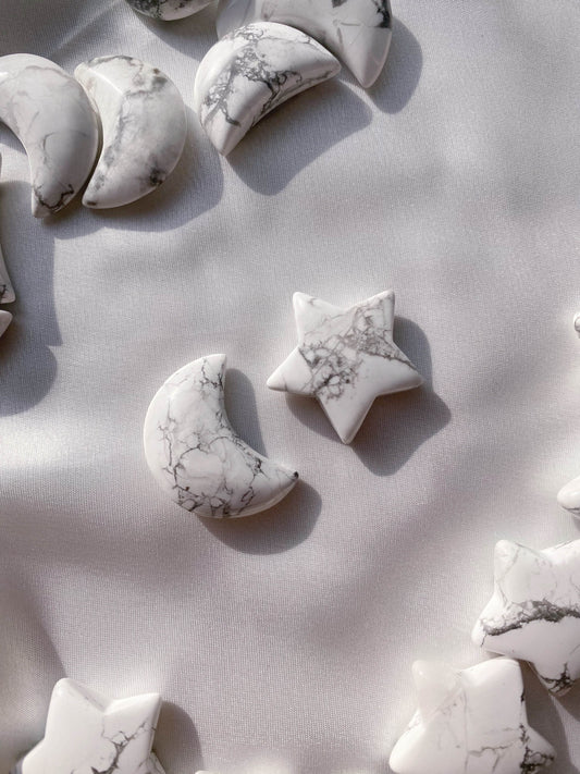 Howlite Star and Moon - Caring Crystals