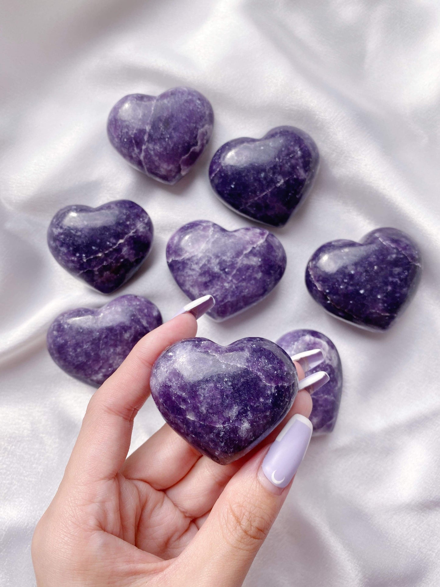 Lepidolite Heart Carving - Caring Crystals