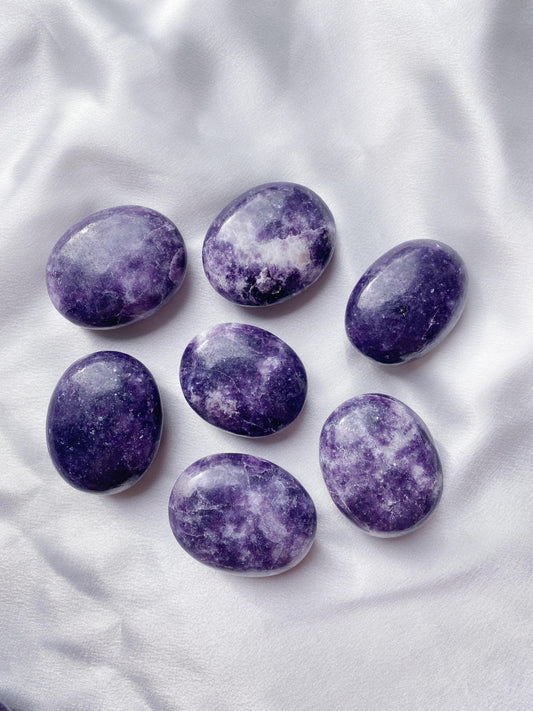 Lepidolite Palm Stone - Caring Crystals