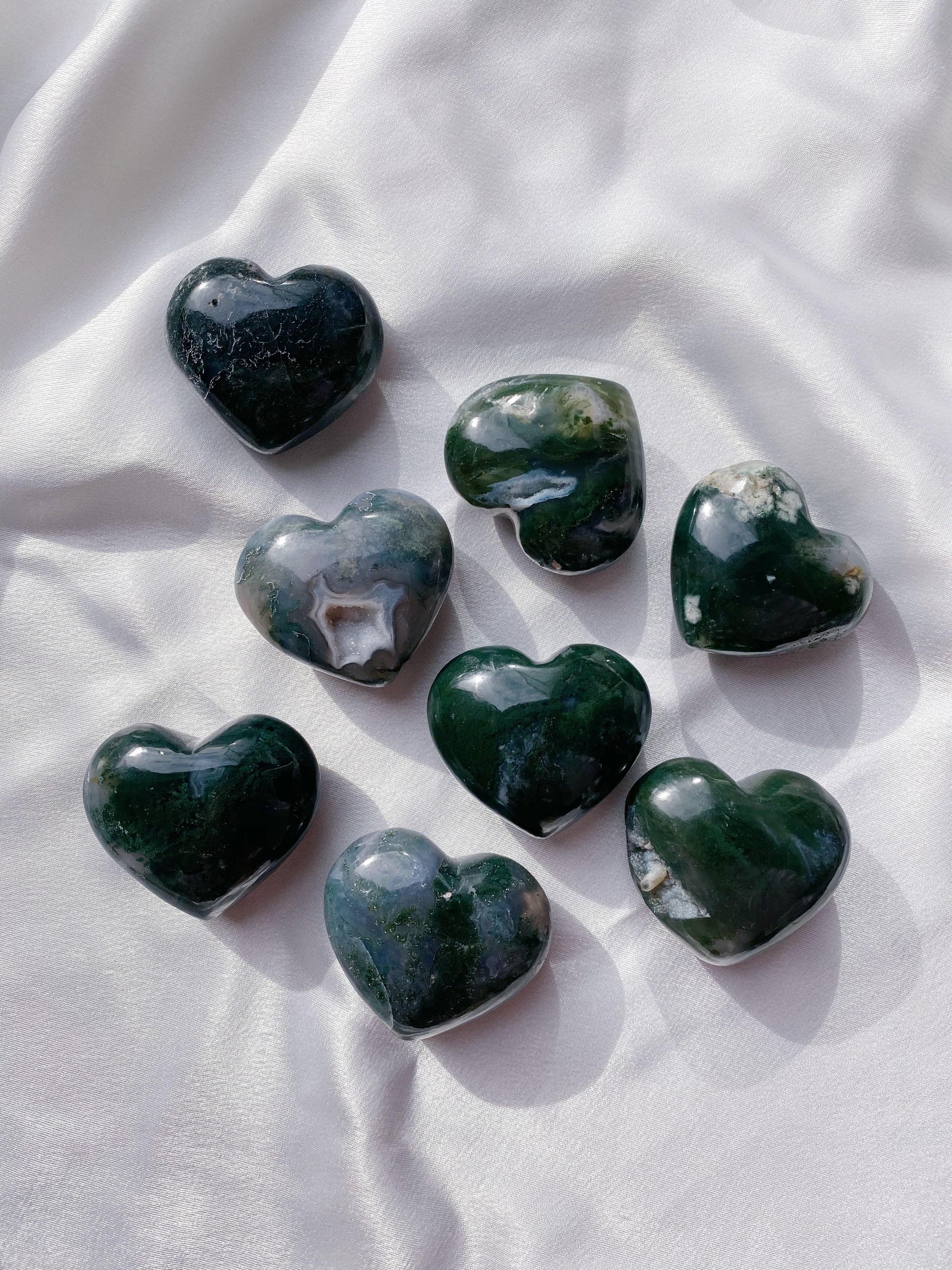 Moss Agate Heart - Caring Crystals