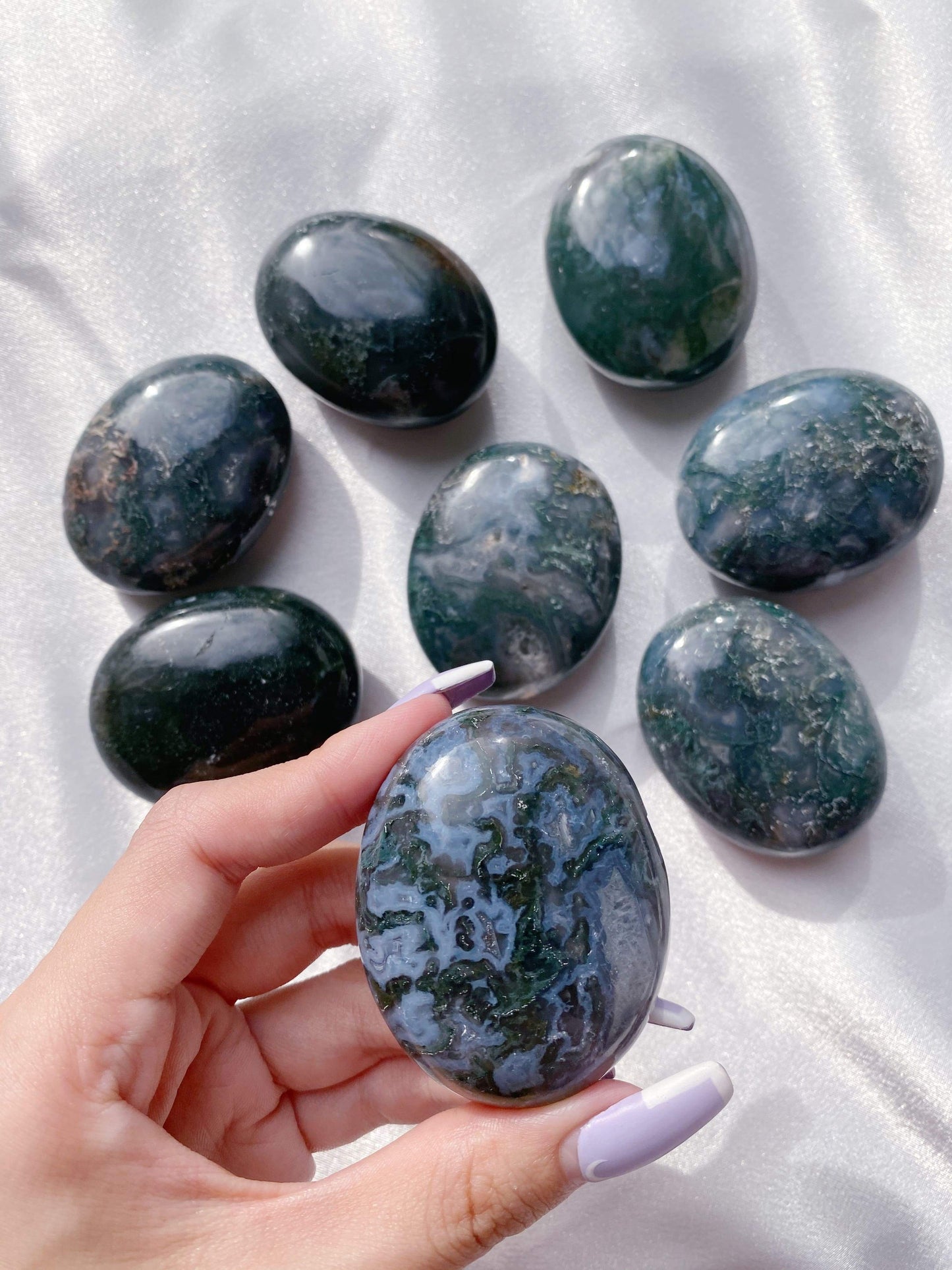 Moss Agate Palm Stone - Caring Crystals
