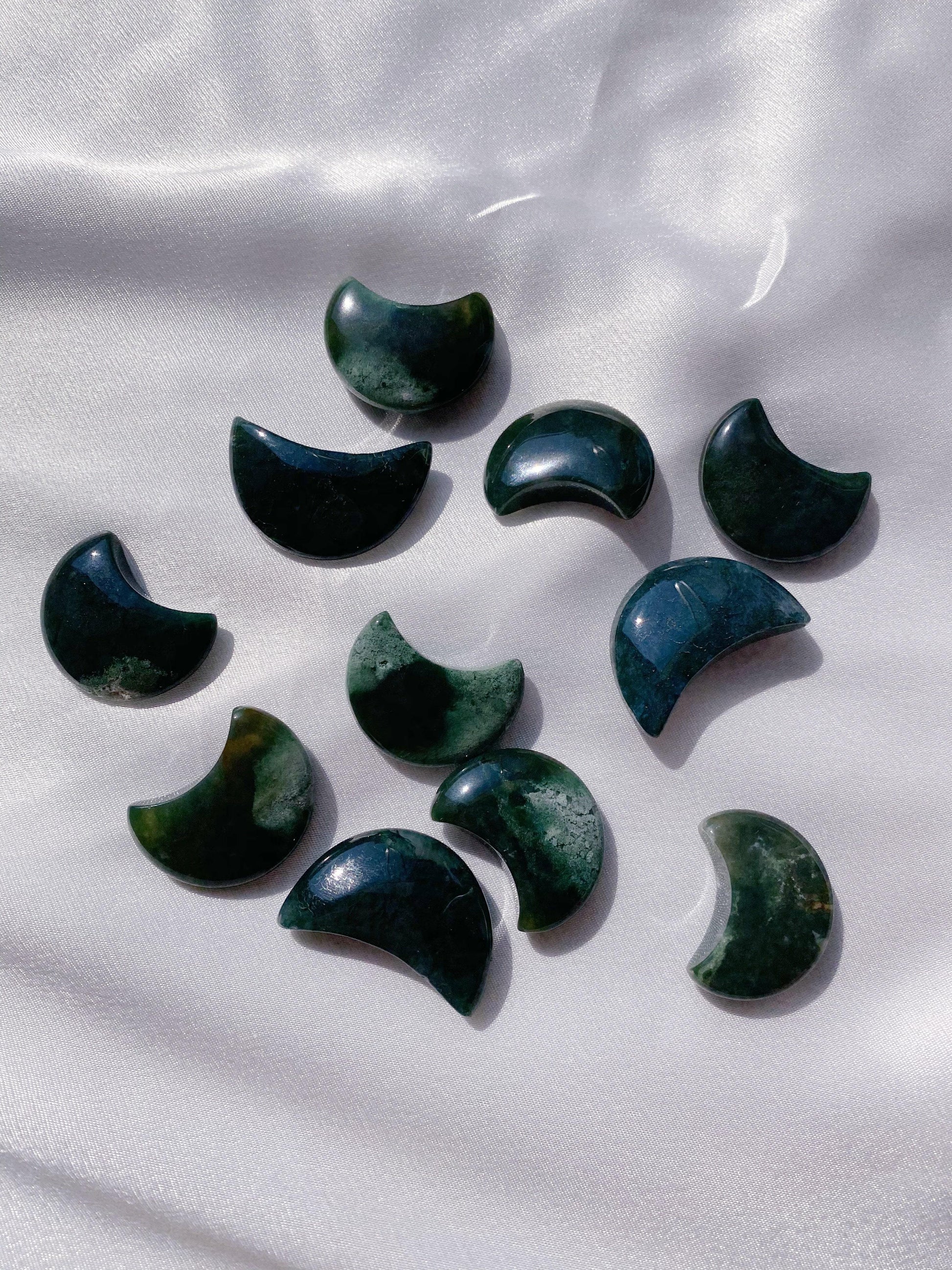 Moss Agate Star and Moon - Caring Crystals