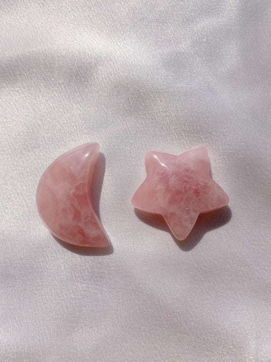 Rose Quartz Star and Moon - Caring Crystals