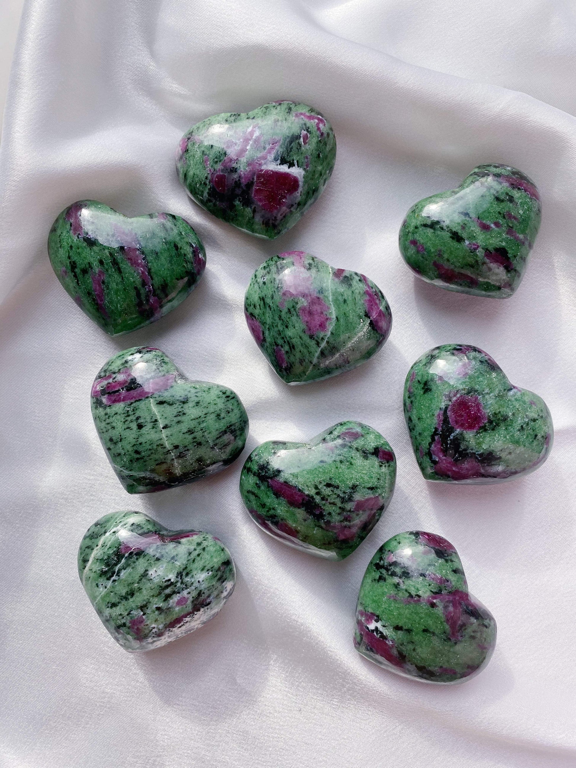 Ruby Zoisite (Anyolite) Hearts - Caring Crystals