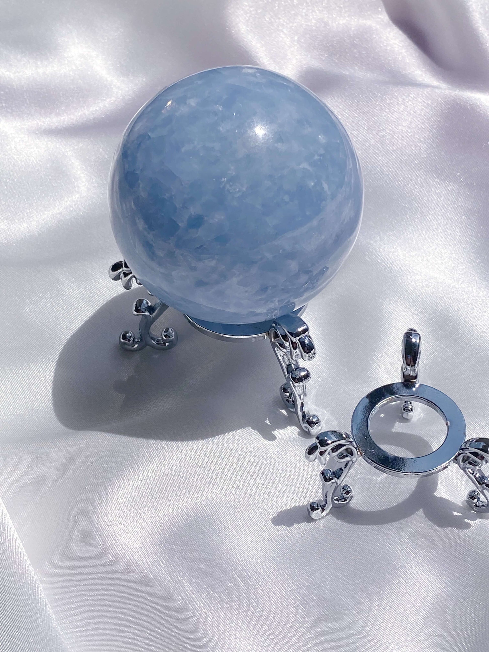 Silver Metal Sphere Stand - Caring Crystals